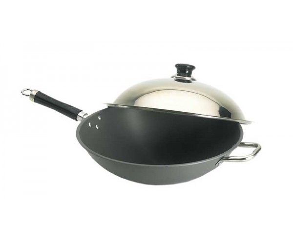 Fire Magic Wok 15-inch Hard Anodized with Stainless Steel Cover Fire Magic Wok 15-inch Hard Anodized with Stainless Steel Cover