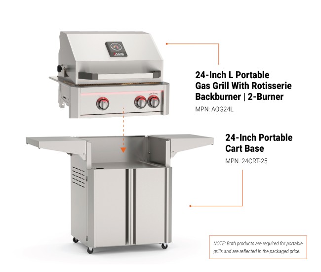 American Outdoor Grills by Fire Magic 24-Inch L Portable Gas Grill with Rotisserie Backburner | 2-Burner