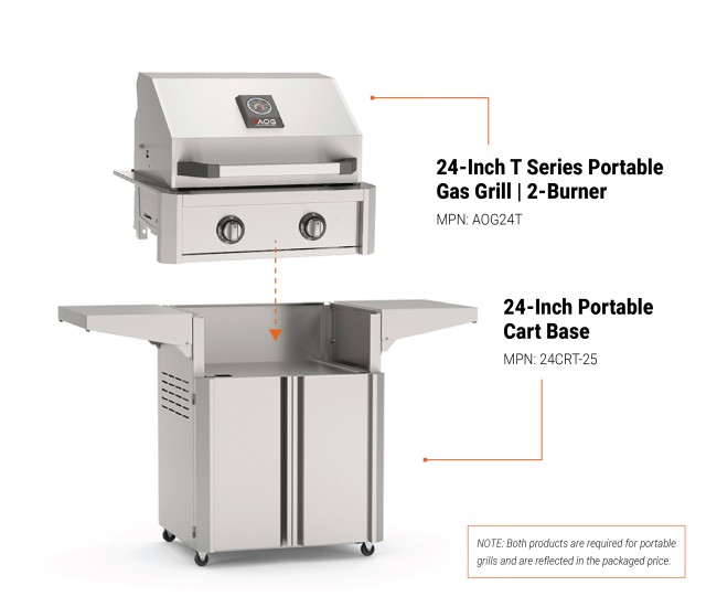 American Outdoor Grills by Fire Magic 24-Inch T Series Portable Gas Grill | 2-Burner