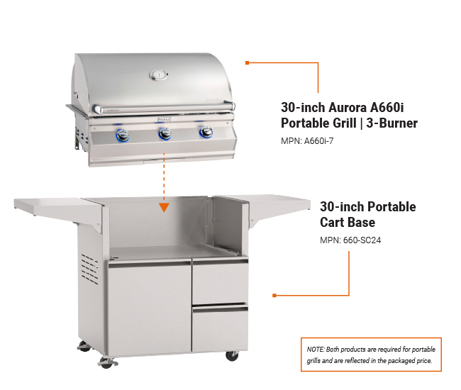 Fire Magic 30-inch Aurora A660 Portable Grill | 3-Burner