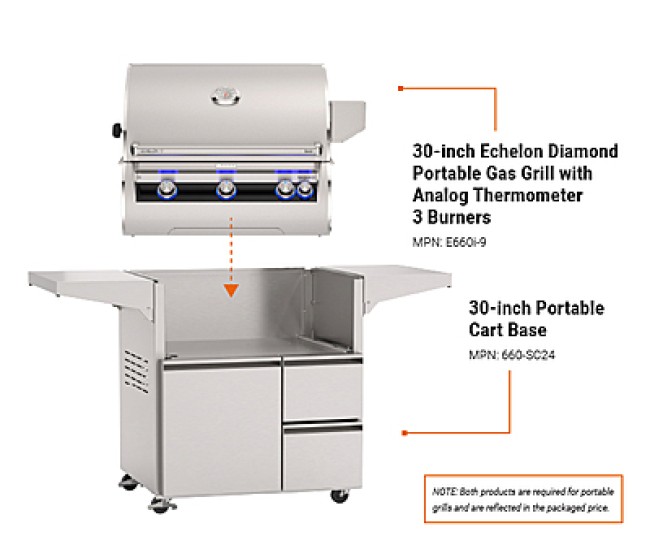 Fire Magic 30-inch Echelon Diamond E660i Portable Grill (Analog) Fire Magic 30-inch Echelon Diamond E660i Portable Grill (Analog)
