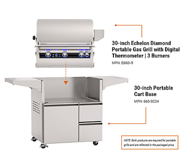 Fire Magic 30-inch Echelon Diamond E660i Portable Grill (Digital) Fire Magic 30-inch Echelon Diamond E660i Portable Grill (Digital)