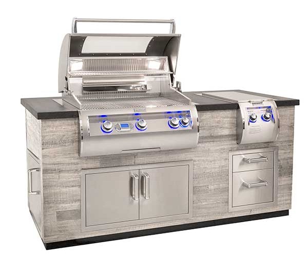Fire Magic 77-inch Silver Pine Reclaimed Wood Style Island w/ Double Drawers