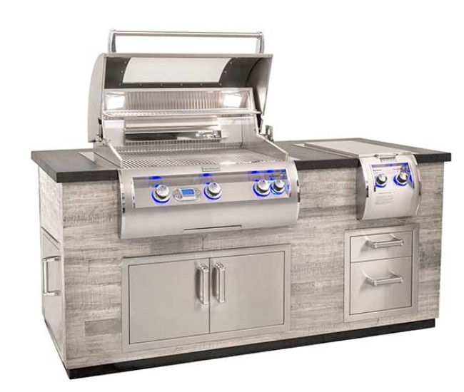 Fire Magic 77-inch Silver Pine Reclaimed Wood Style Island with Double Drawers