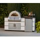 Fire Magic 77-inch Contemporary GFRC Pre-Fab Island in White Aspen Finish with Refrigerator Cut-Out