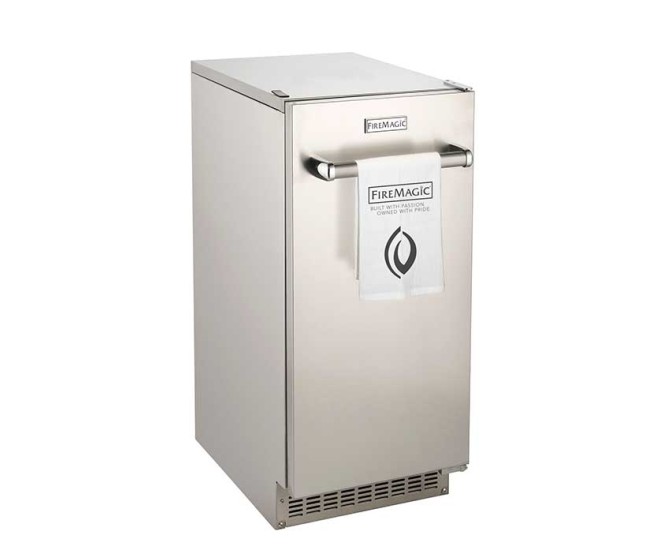 Fire Magic Outdoor High Capacity Ice Maker with Reversible Door Hinge.