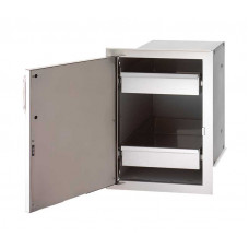 Fire Magic Single Access Door with Dual Drawers, Enclosed, Left Hinge