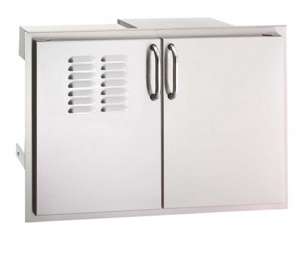 Fire Magic Double Access Doors with Dual Drawers and Tank/Trash Tray, Louvered Door Fire Magic Double Access Doors with Dual Drawers and Tank/Trash Tray, Louvered Door