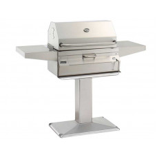 Fire Magic 24-inch Charcoal Patio Post Mount Grill with Smoker Hood