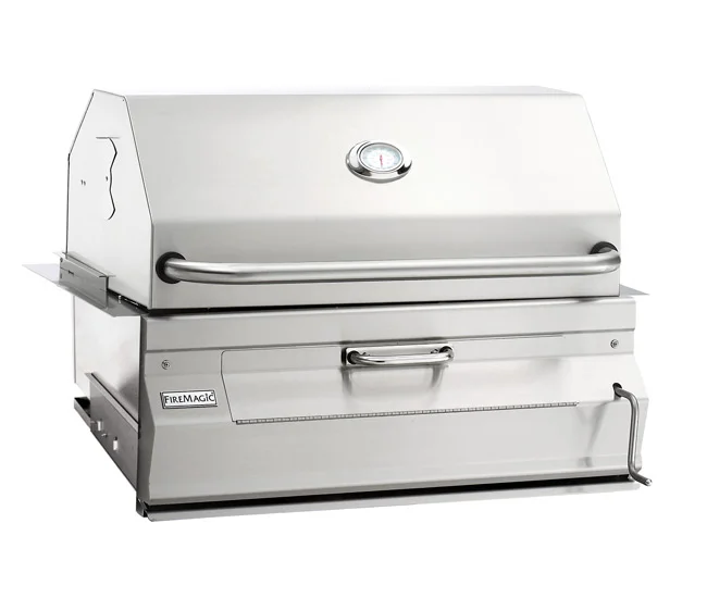 Fire Magic 30-inch Charcoal Slide-In Barbecue Grill with Smoker Hood Fire Magic 30-inch Charcoal Slide-In Barbecue Grill with Smoker Hood