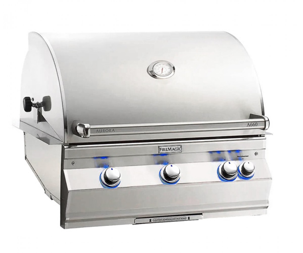 Fire Magic Aurora A660i Built-In Grill with Infrared Backburner Magic View Window Liquid Propane A660I-7LAP-W